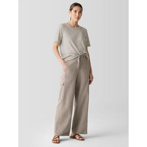 Eileen Fisher Garment-Dyed Utility Organic Cotton Cargo Pant in Reed