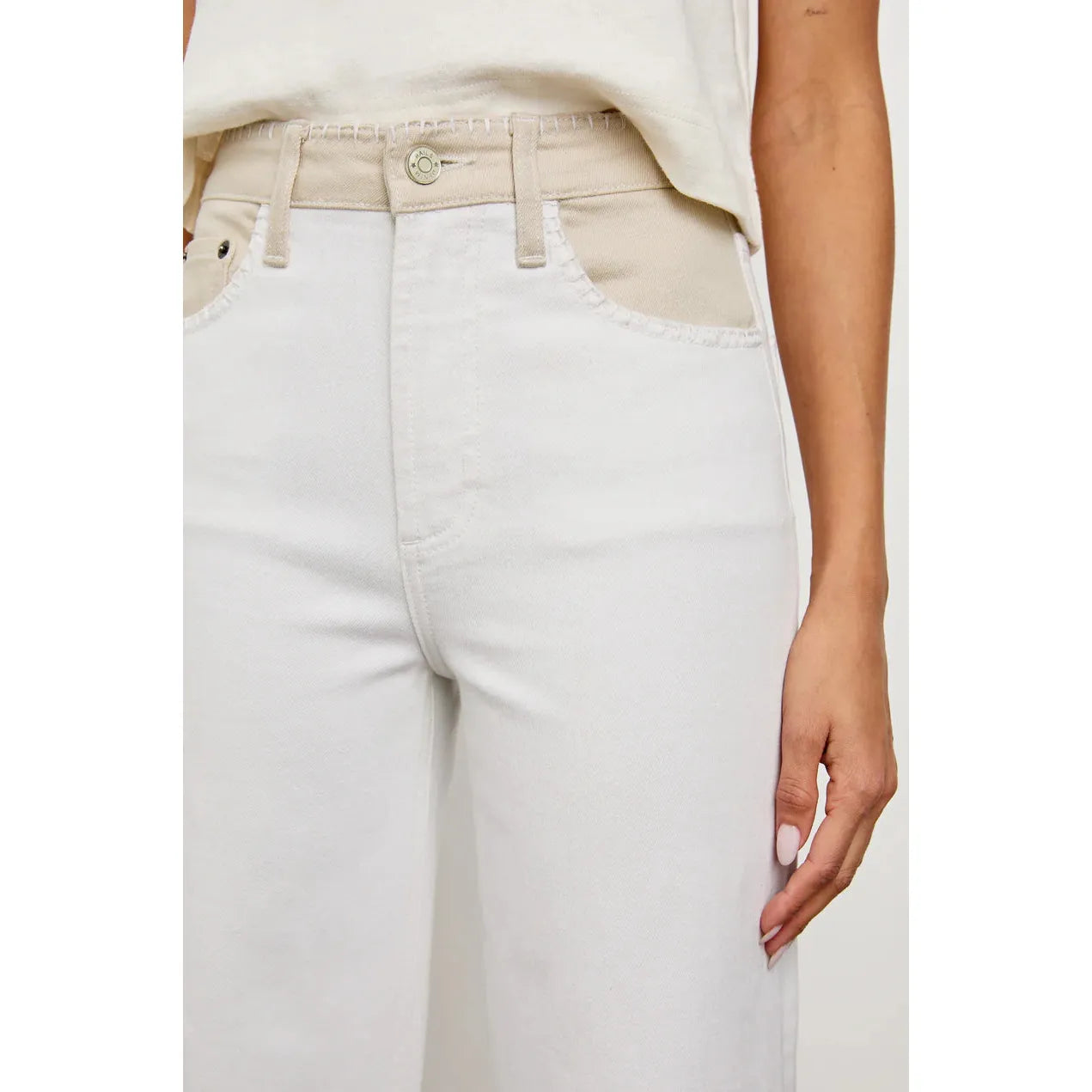 Rails Getty Crop Wide Leg Jean in Crema Embroidered