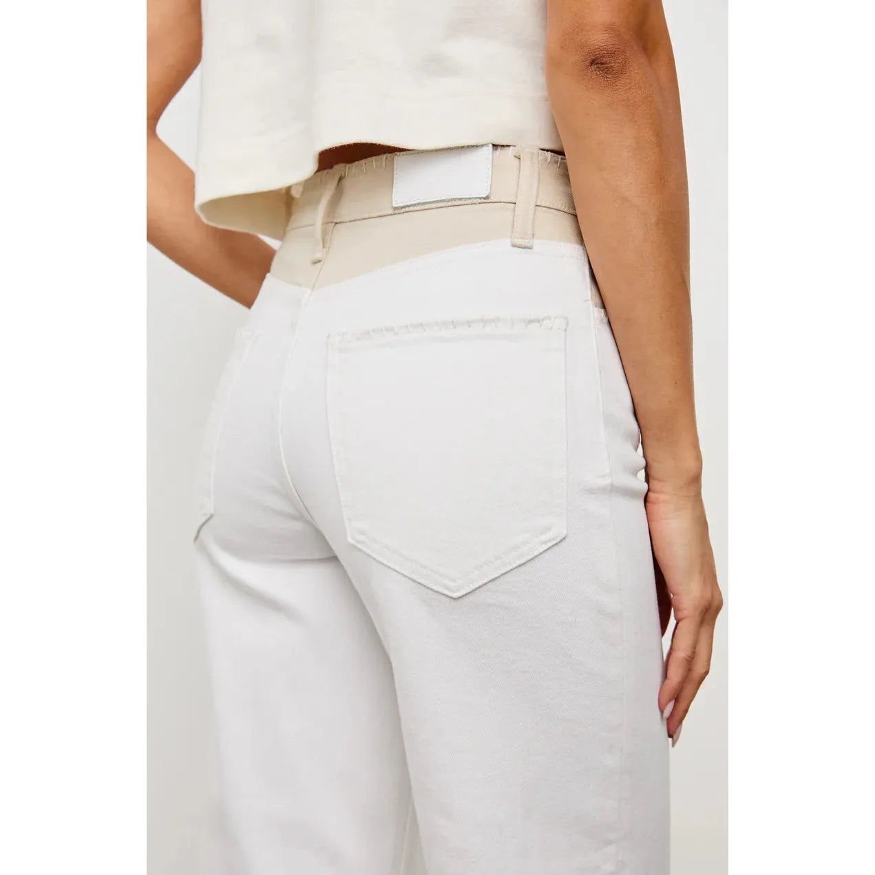 Rails Getty Crop Wide Leg Jean in Crema Embroidered