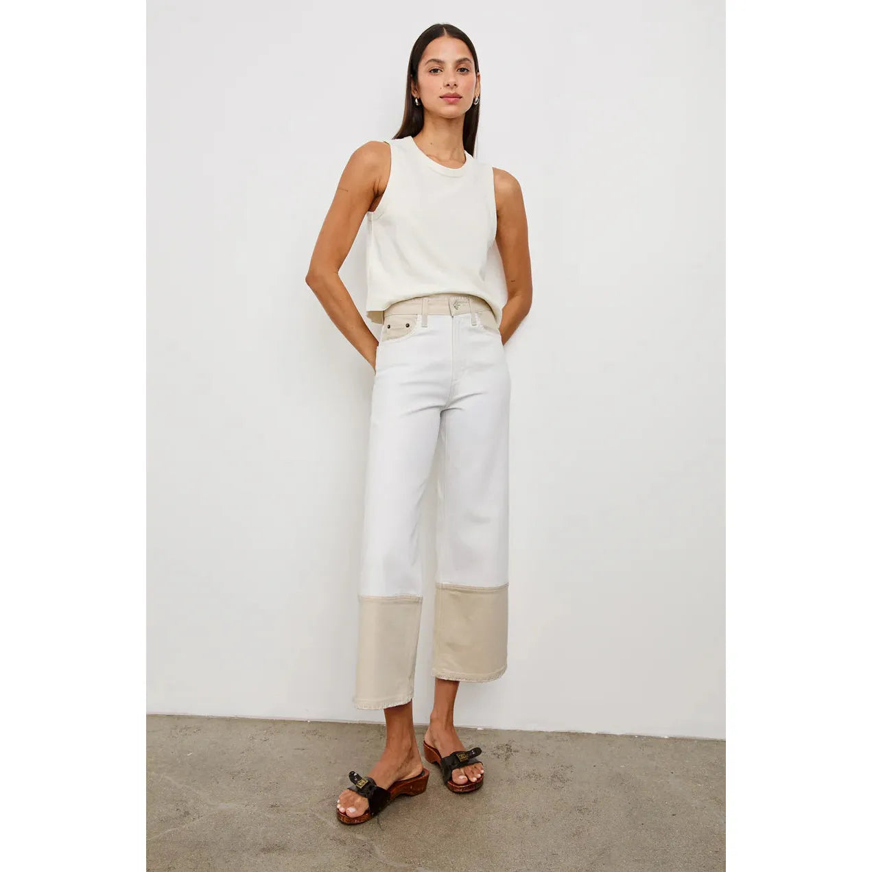 Rails Getty Crop Wide Leg Jean in Crema Embroidered
