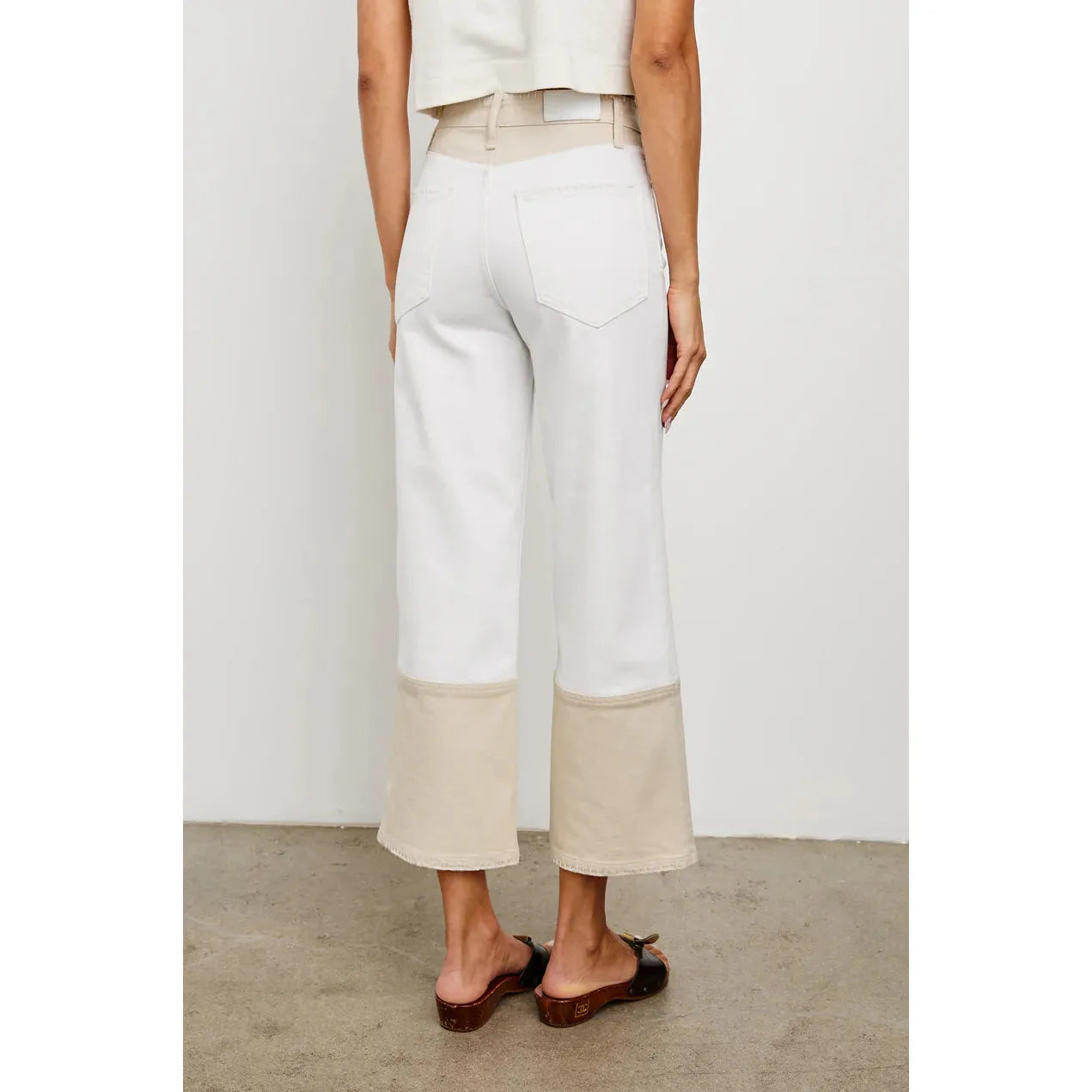 Rails Getty Crop Wide Leg Jean in Crema Embroidered