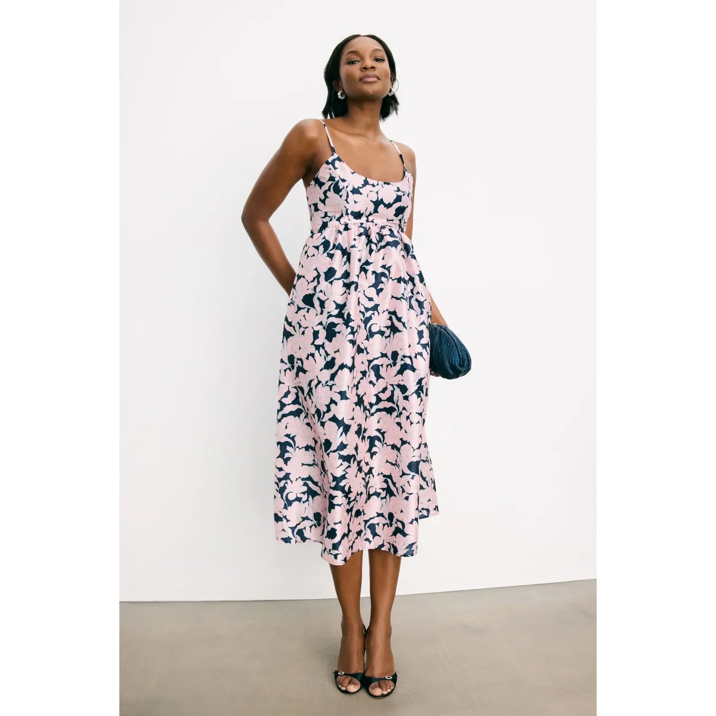 Hutch Brixton Floral Dress in Navy/Ivory 