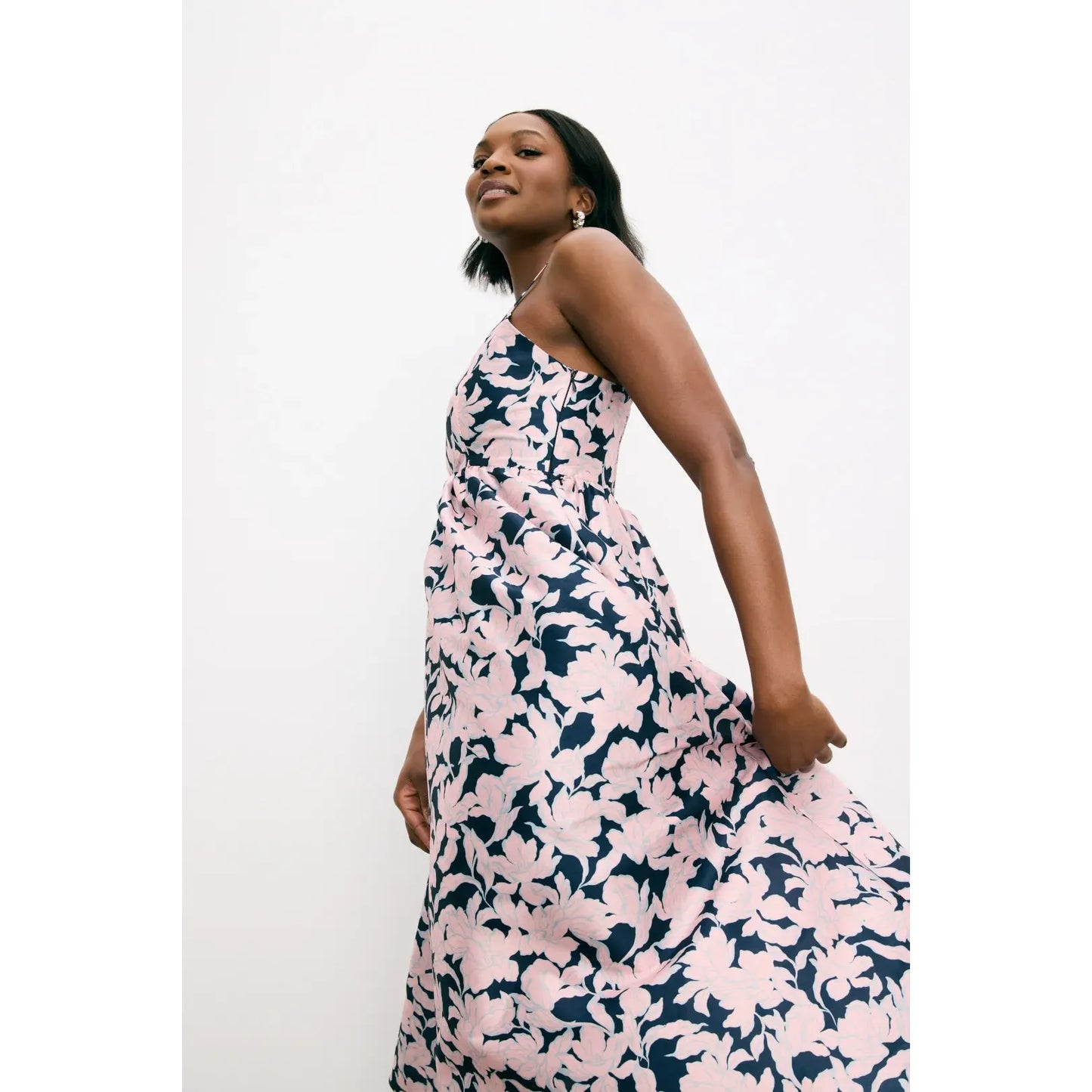 Hutch Brixton Floral Dress in Navy/Ivory 