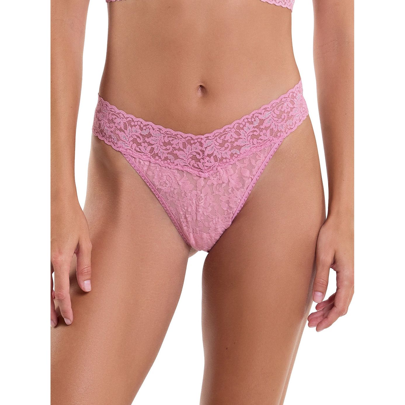 Hanky Panky Signature Lace Original Rise Thong in Tea Cake Pink