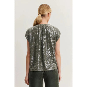 Velvet by Graham and Spencer Elorie Sequin Top in Gunmetal