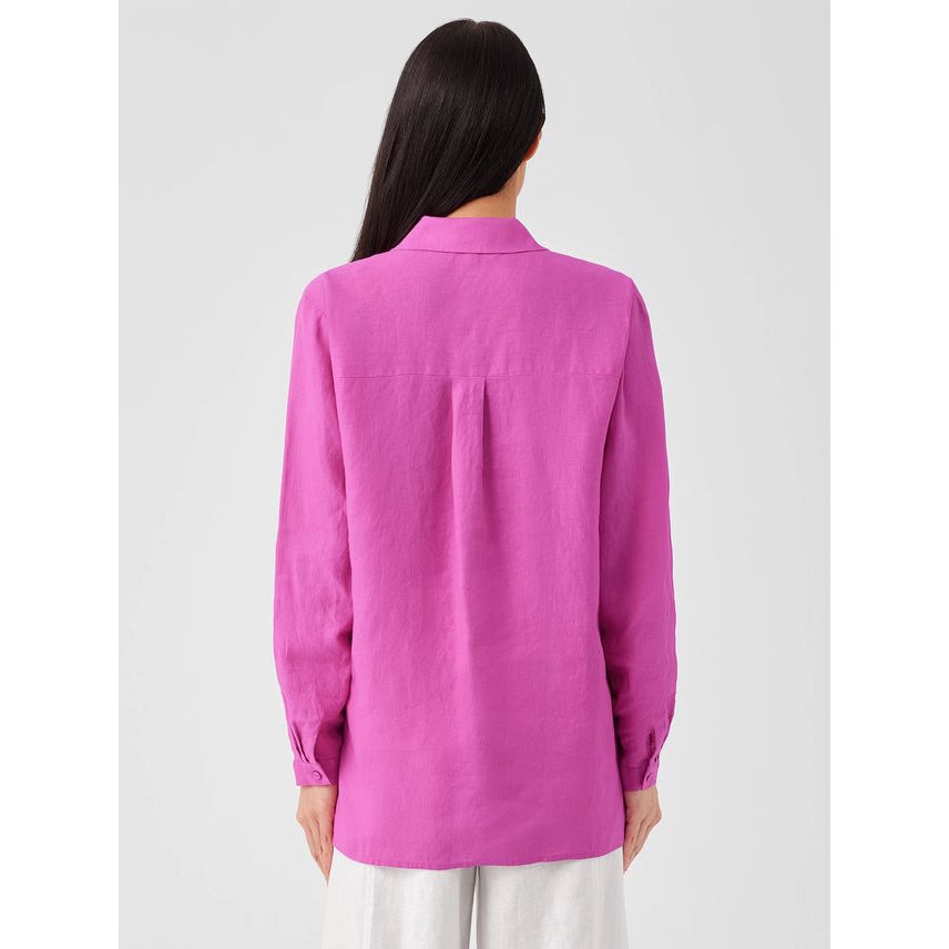 Eileen Fisher Organic Handkerchief Linen Classic Collar Shirt in Tulip