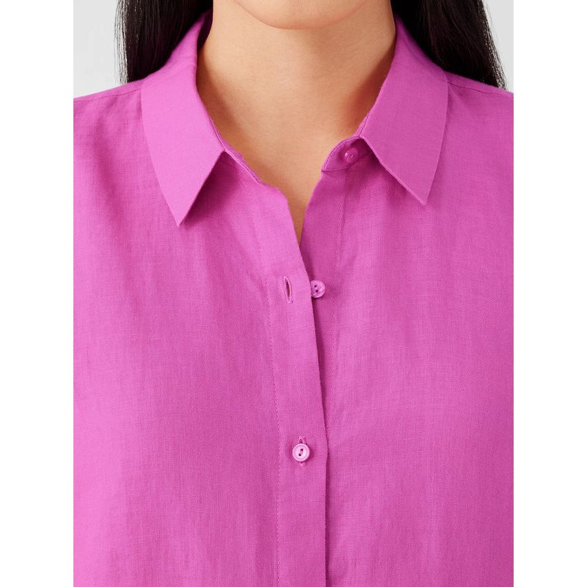 Eileen Fisher Organic Handkerchief Linen Classic Collar Shirt in Tulip