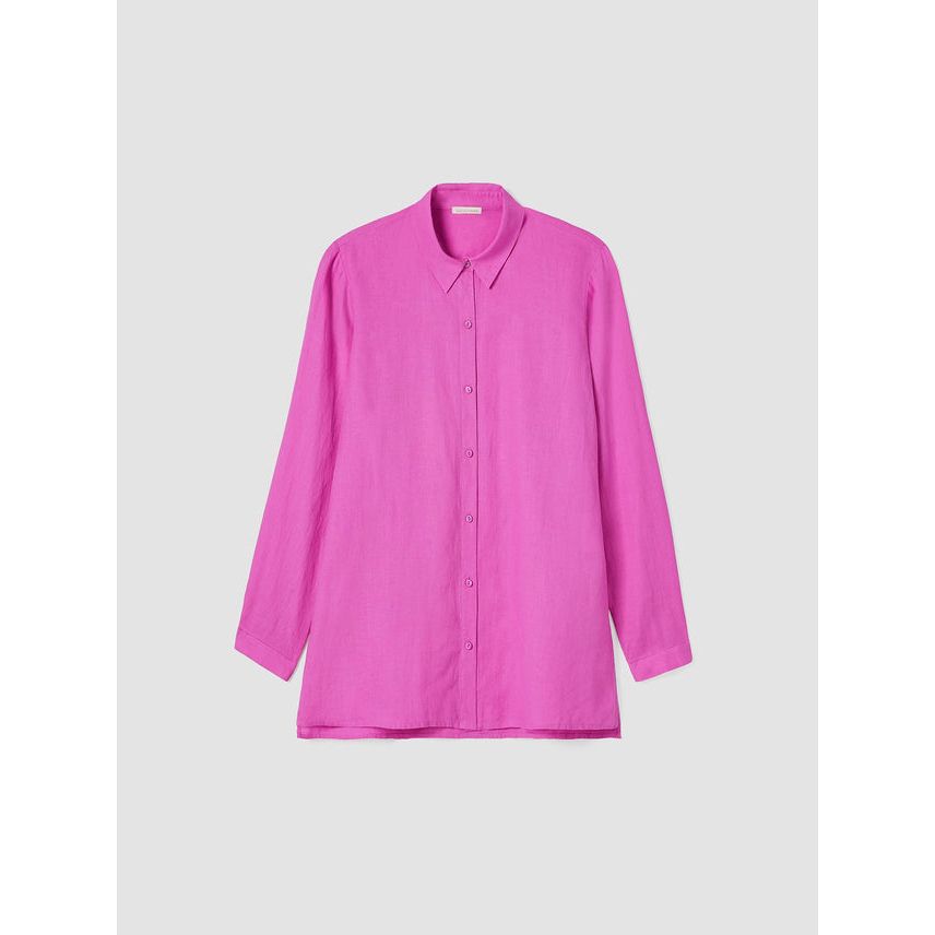 Eileen Fisher Organic Handkerchief Linen Classic Collar Shirt in Tulip