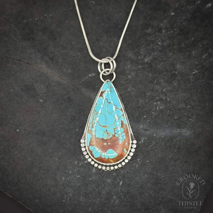 Crooked Thistle #8 Turquoise Teardrop Pendant