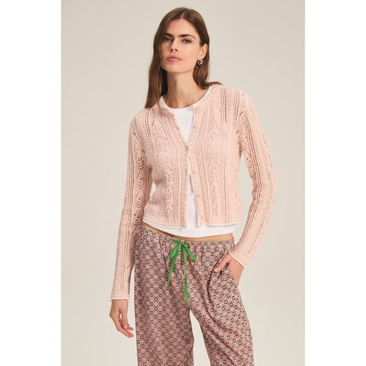 Velvet by Graham and Spencer Daisy Cotton Pointelle Cardigan in Blush
