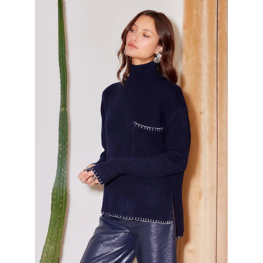 Fifteen Twenty Sylvie Edge Stitch Sweater in Navy