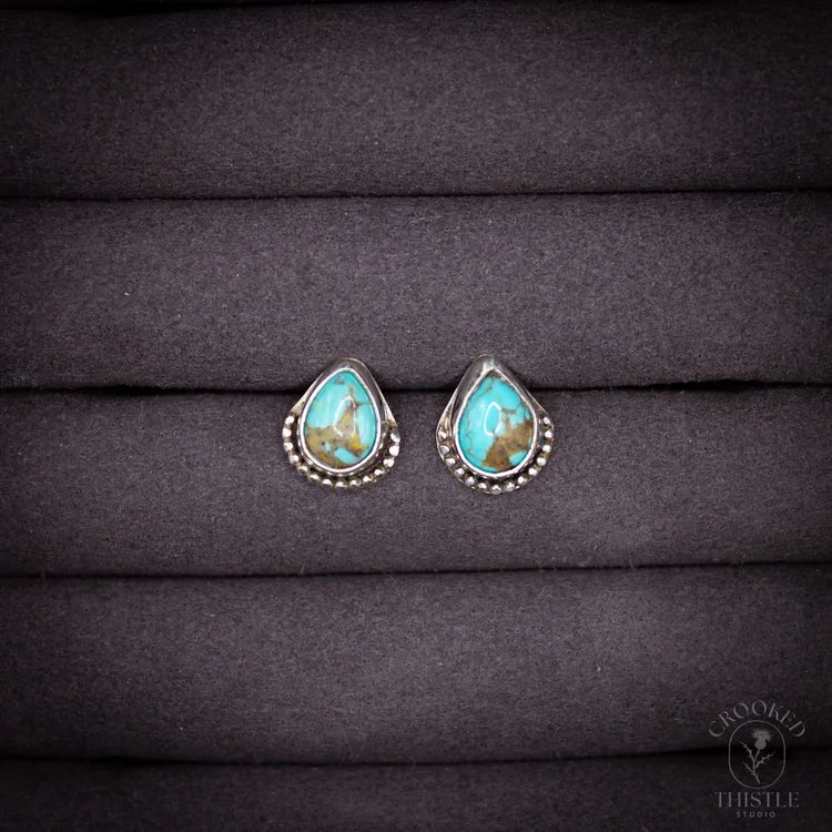 Crooked Thistle Turquoise Teardrop Stud Earrings