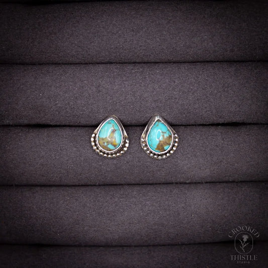 Crooked Thistle Turquoise Teardrop Stud Earrings