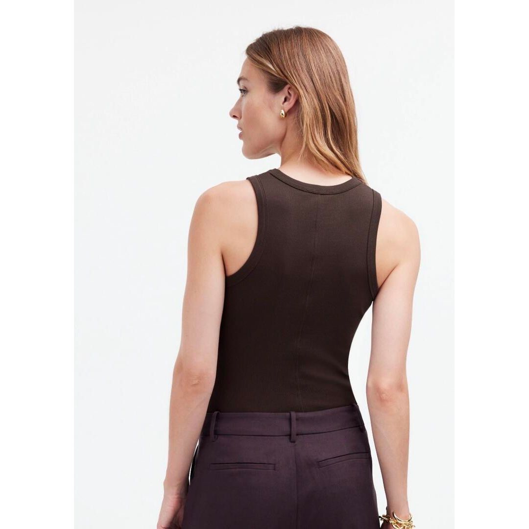 Madewell (Re)generative Cotton Ribbed Cutaway Tank in Brown