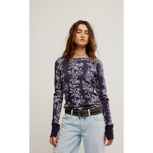 Free People We The Free Pretty Little Thermal in Blue Combo 