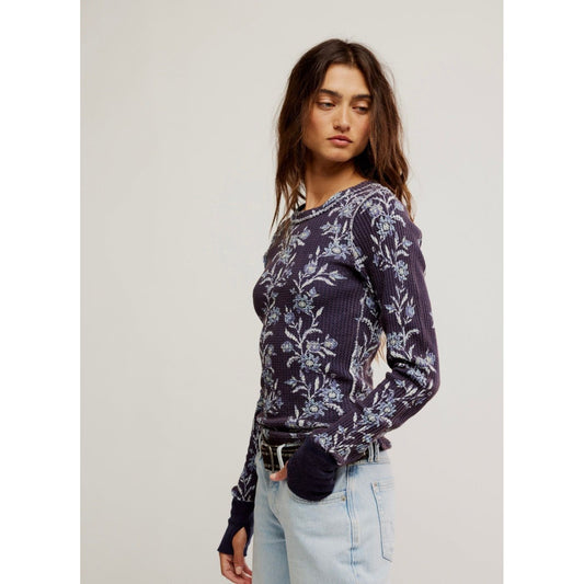 Free People We The Free Pretty Little Thermal in Blue Combo 