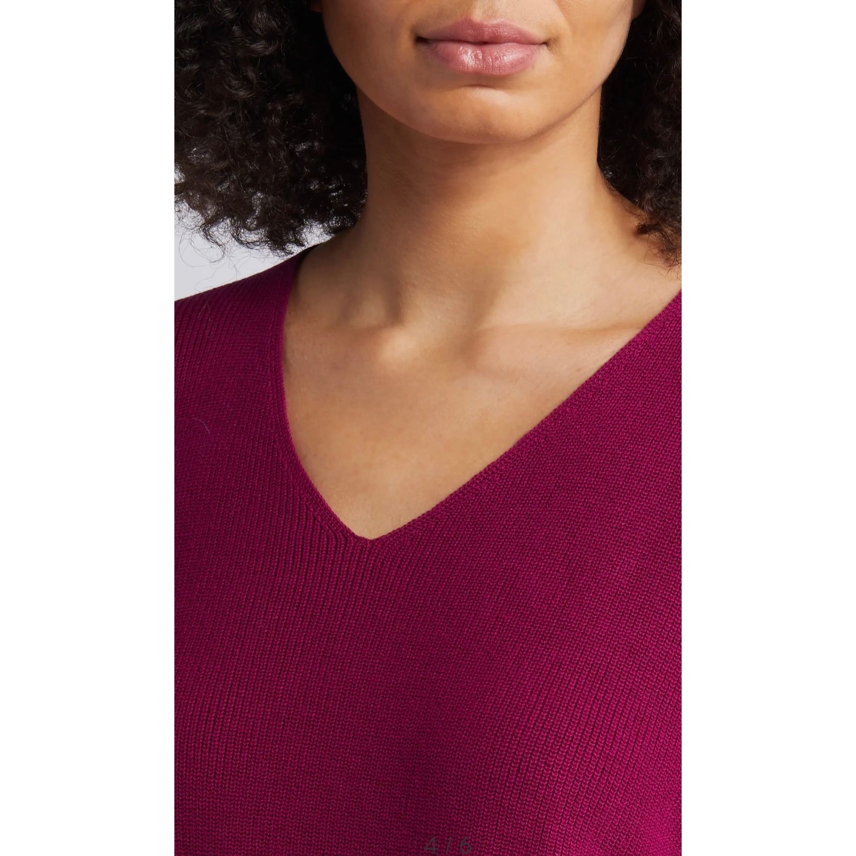 Eileen Fisher Peruvian Organic Cotton Crepe V-Neck Top in Rhapsody