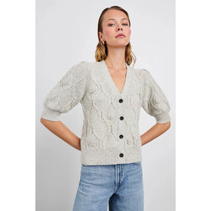 Rails Isla Cardigan in Grey with Crochet Daisies