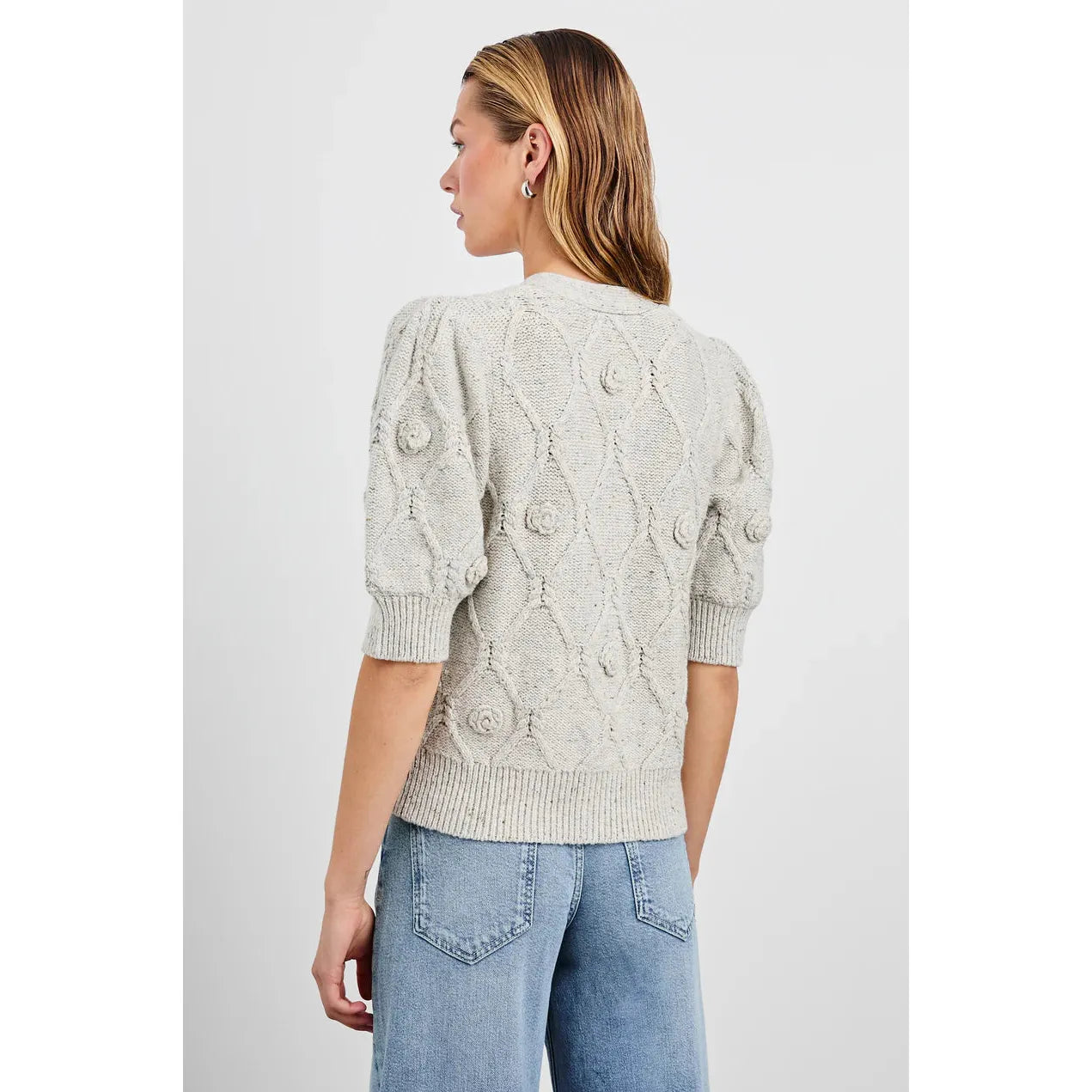 Rails Isla Cardigan in Grey with Crochet Daisies