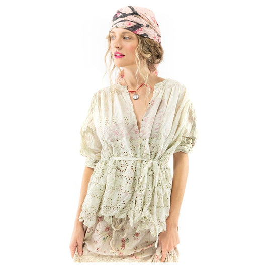 Magnolia Pearl Eyelet Flannery Smock Jacket in Porridge