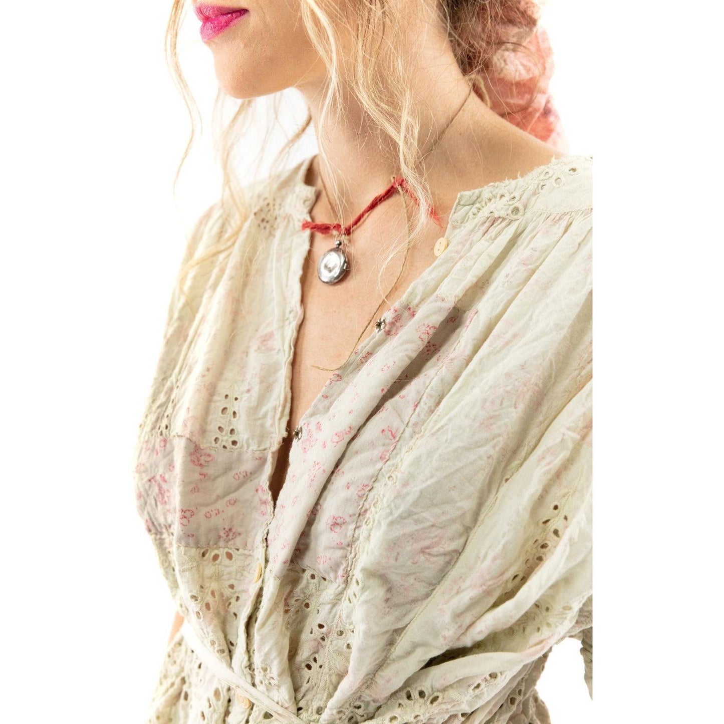 Magnolia Pearl Eyelet Flannery Smock Jacket in Porridge