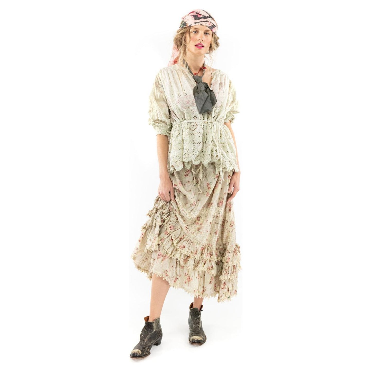 Magnolia Pearl Eyelet Flannery Smock Jacket in Porridge