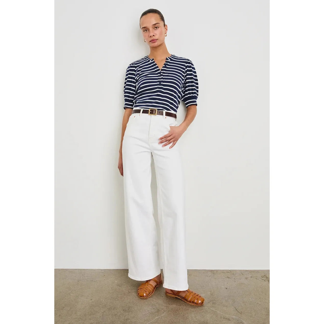 Rails Jewel top Ivory Navy Ivory Stripe