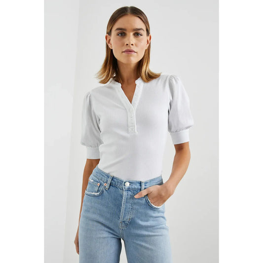 Rails Jewel Top in White Rib
