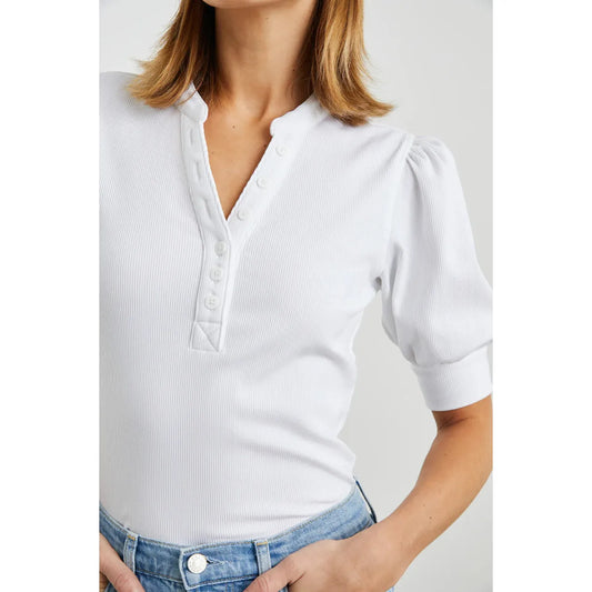 Rails Jewel Top in White Rib