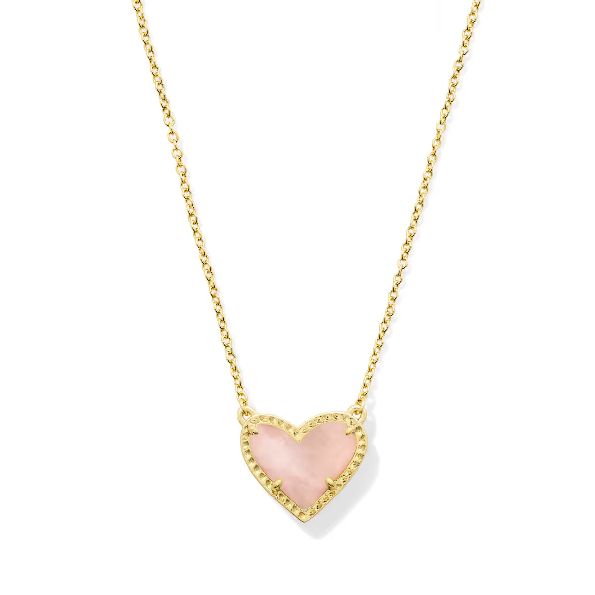 Kendra Scott Ari Heart Gold Pendant Necklace Rose Quartz