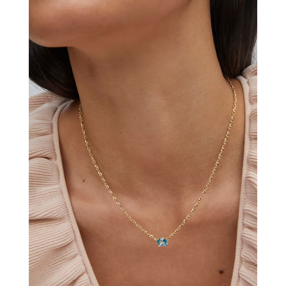 Kendra Scott Cailin Gold Pendant Necklace Aqua