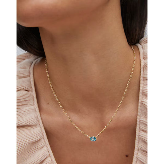 Kendra Scott Cailin Gold Pendant Necklace Aqua