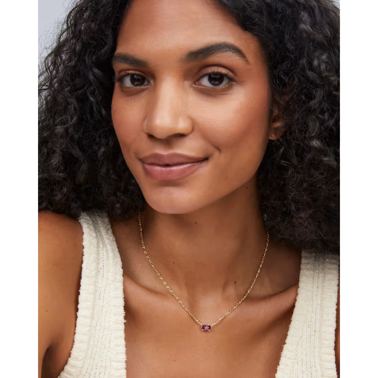 Kendra Scott Cailin Gold Pendant Necklace Purple Crystal