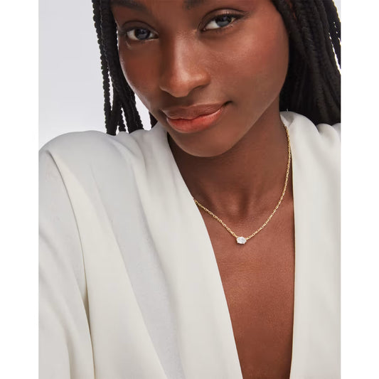 Kendra Scott Cailin Gold Pendant Necklace White CZ