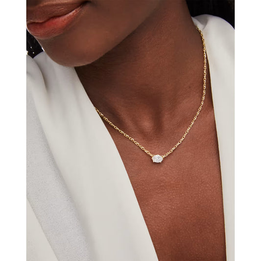 Kendra Scott Cailin Gold Pendant Necklace White CZ