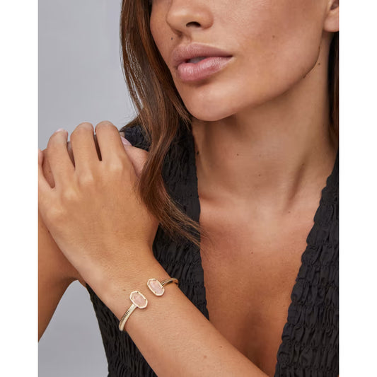 Kendra Scott Elton Cuff Bracelet Gold Rose Quartz