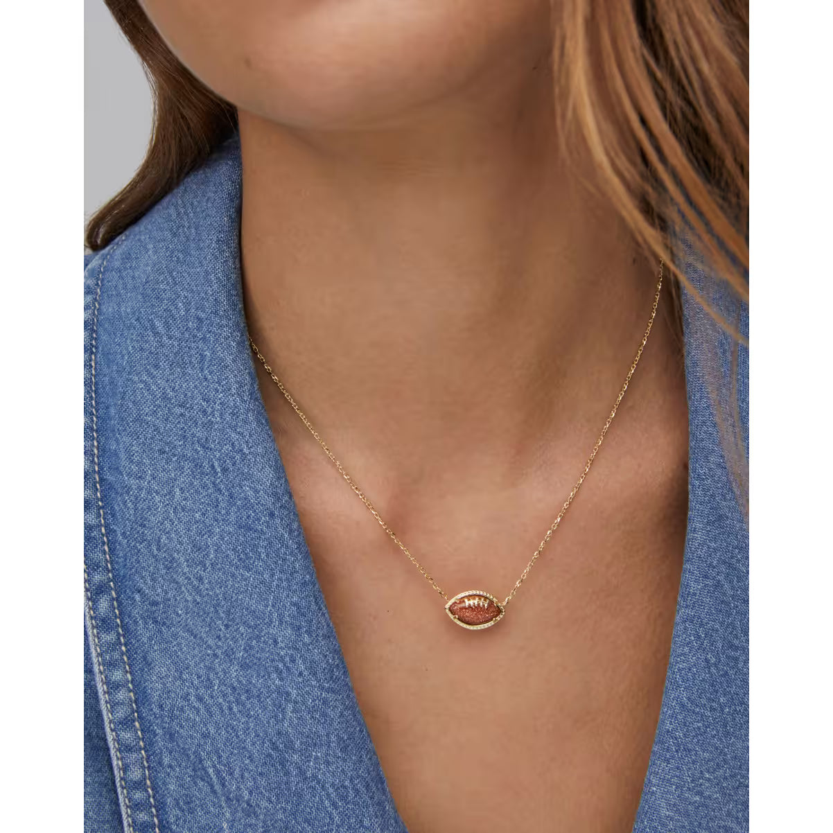 Kendra Scott Football Gold Short Pendant Necklace