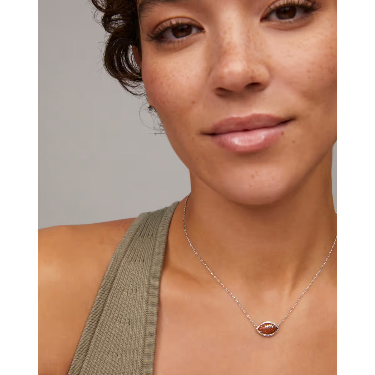 Kendra Scott Football Silver Short Pendant Necklace