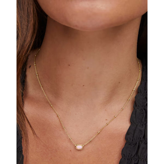 Kendra Scott Mini Elisa Gold Satellite Short Pendant Necklace in Gold Pink Opalite Crystal