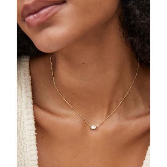 Kendra Scott Mini Elisa Gold Satellite Short Pendant Necklace in Ivory Mother of Pearl