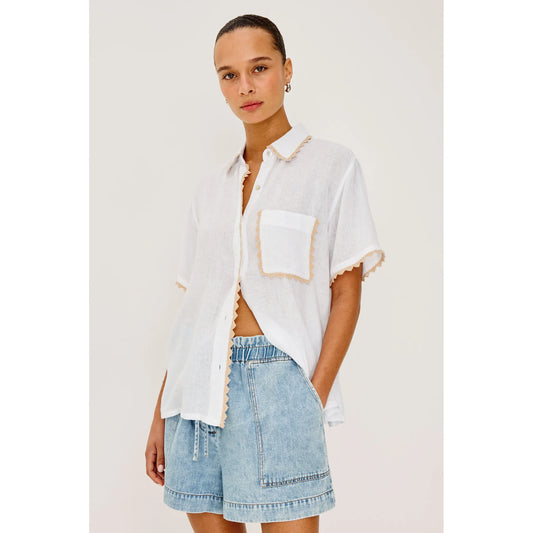 Rails Lea Shirt in Natural Crochet 