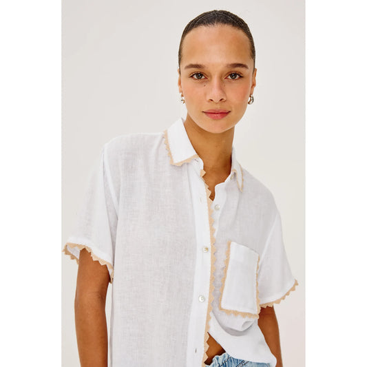 Rails Lea Shirt in Natural Crochet 