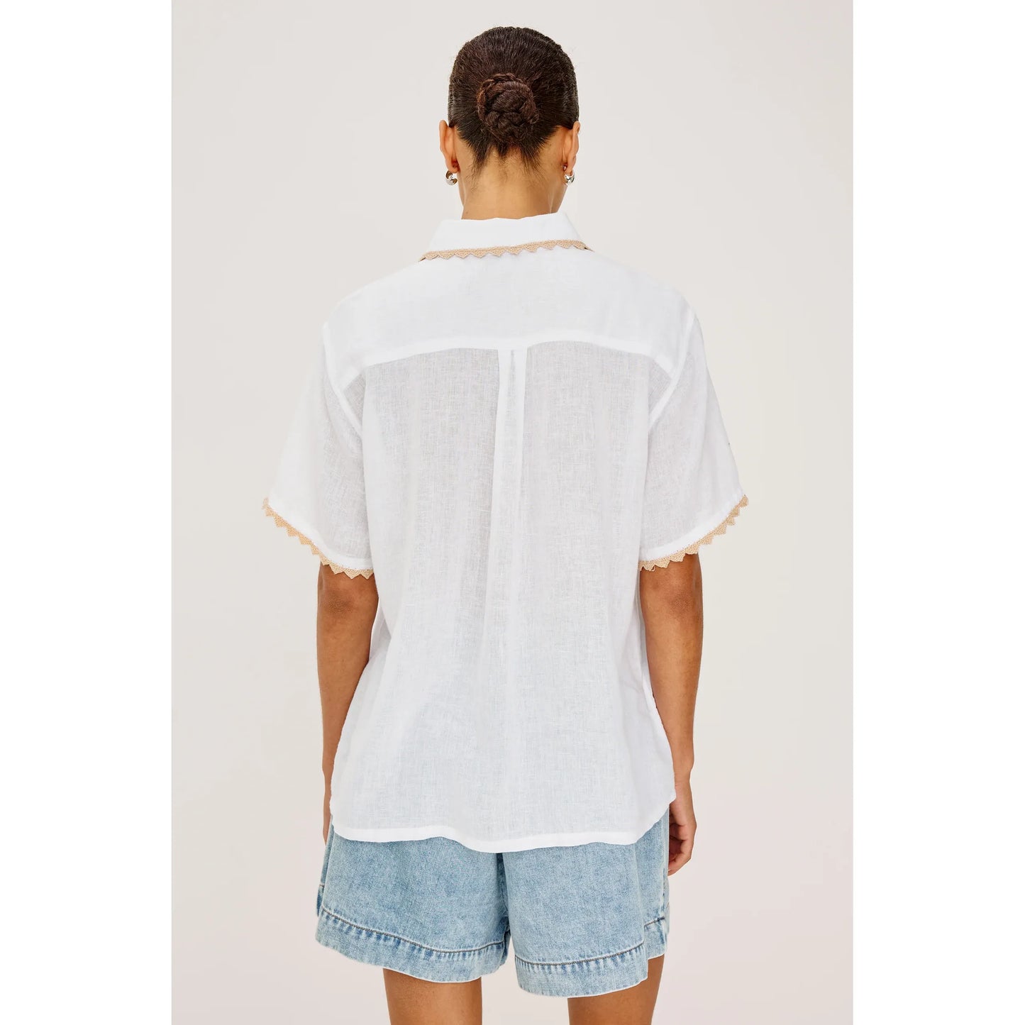 Rails Lea Shirt in Natural Crochet 