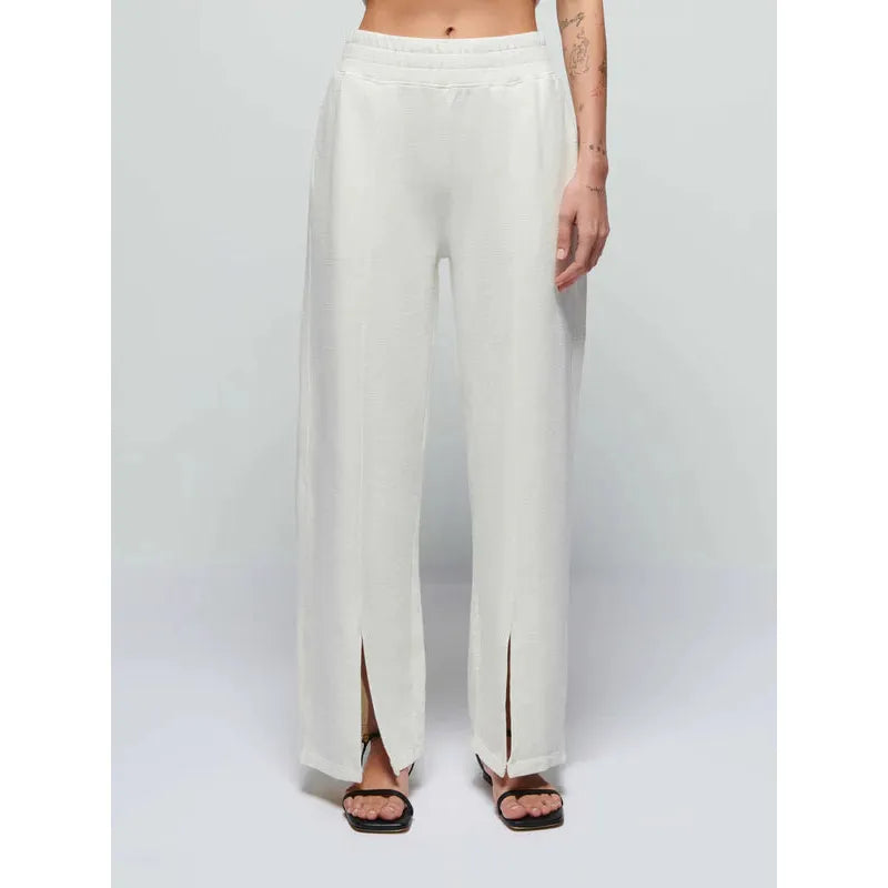 Nation Lincoln Front Slit Knit Pant in Porcelain