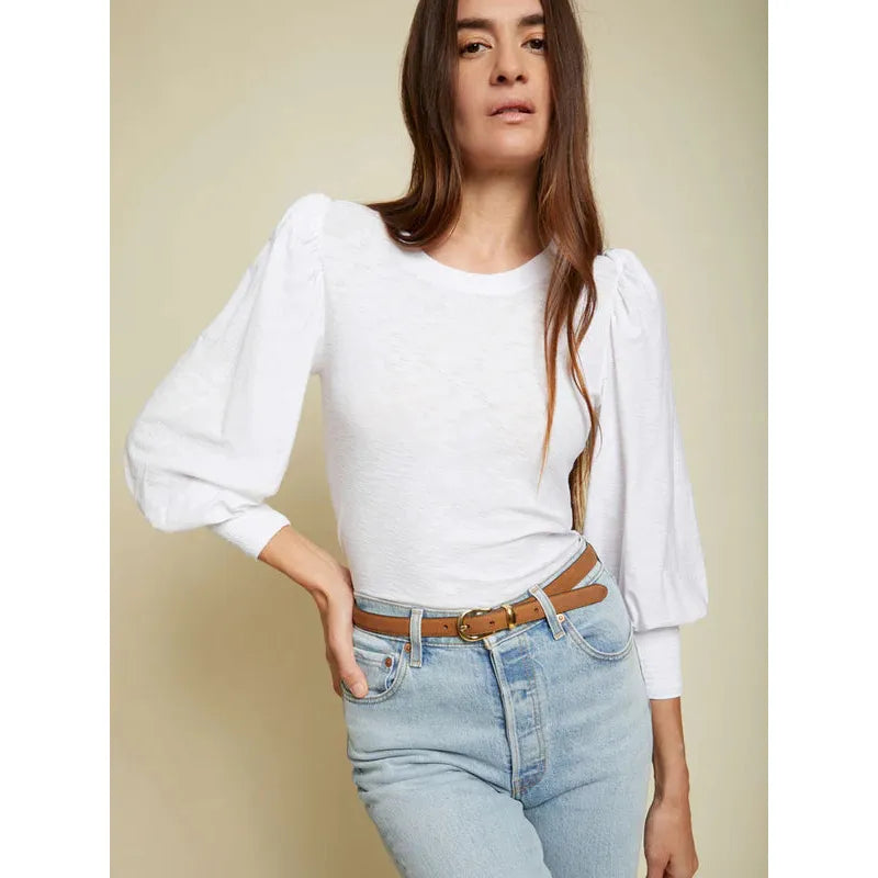 Nation Lauren Smocked Peasant Tee in White