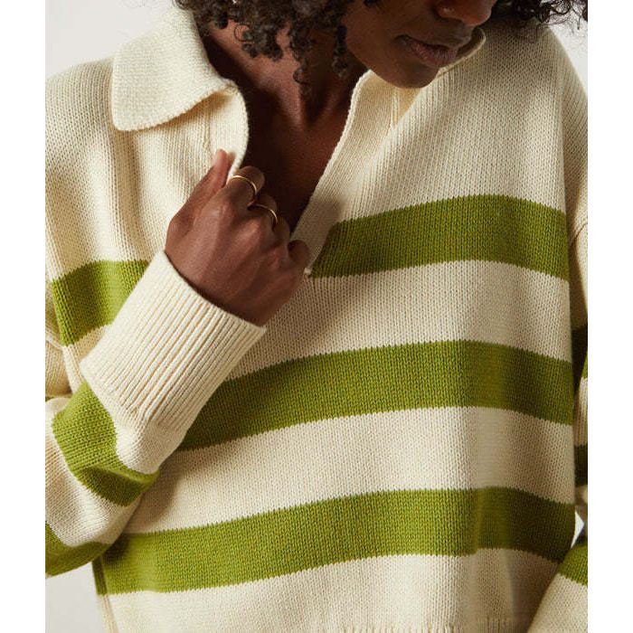 Velvet by Graham and Spencer Lucie Sweater in Cream/Lime