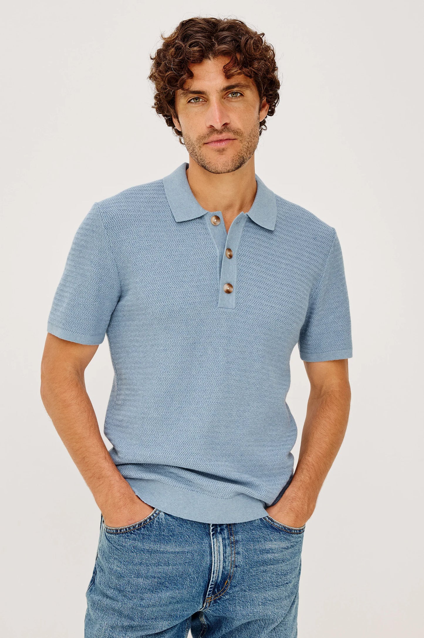 Rails Nathan Polo Shirt in Blue Sky Heather