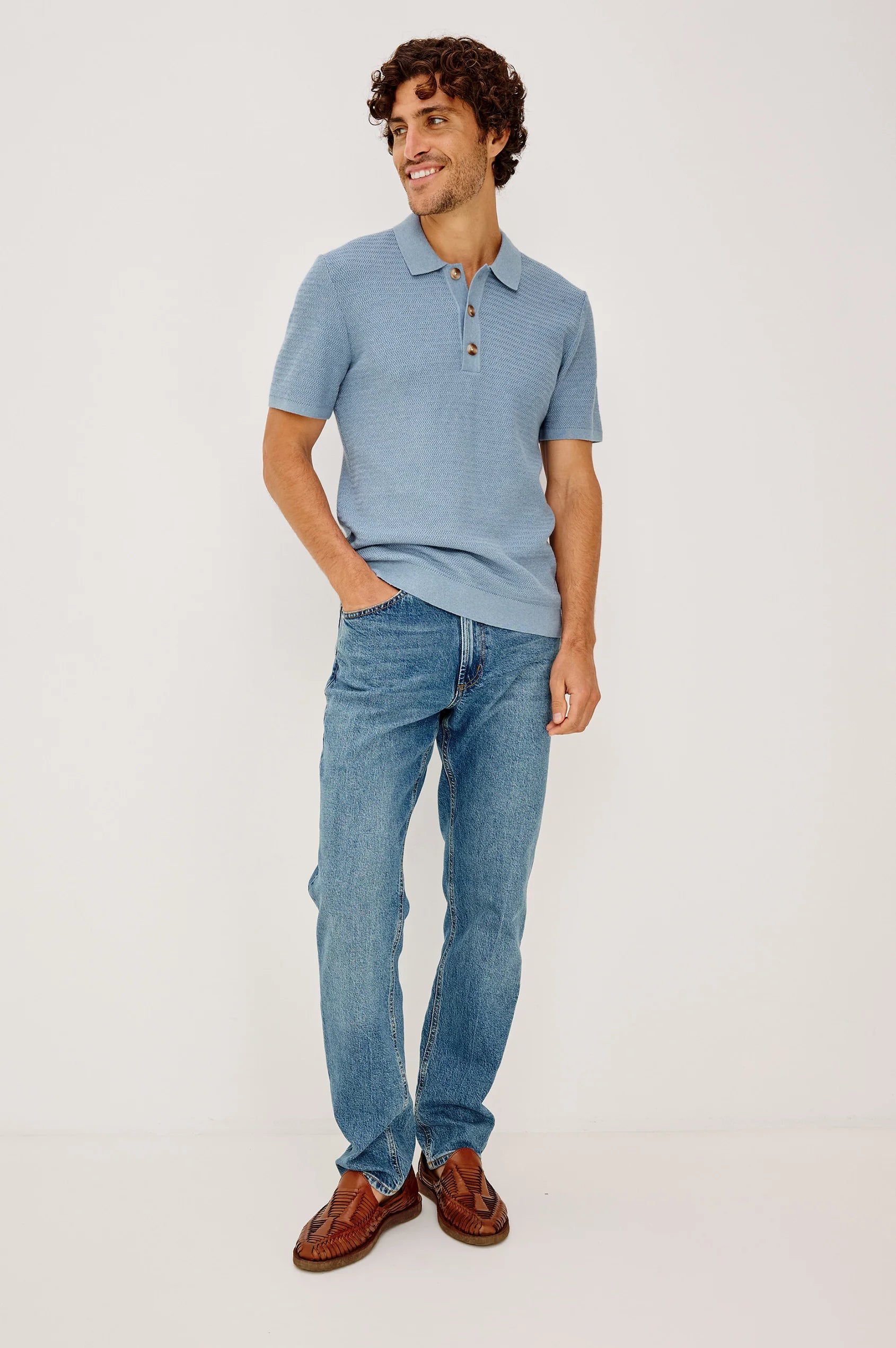 Rails Nathan Polo Shirt in Blue Sky Heather
