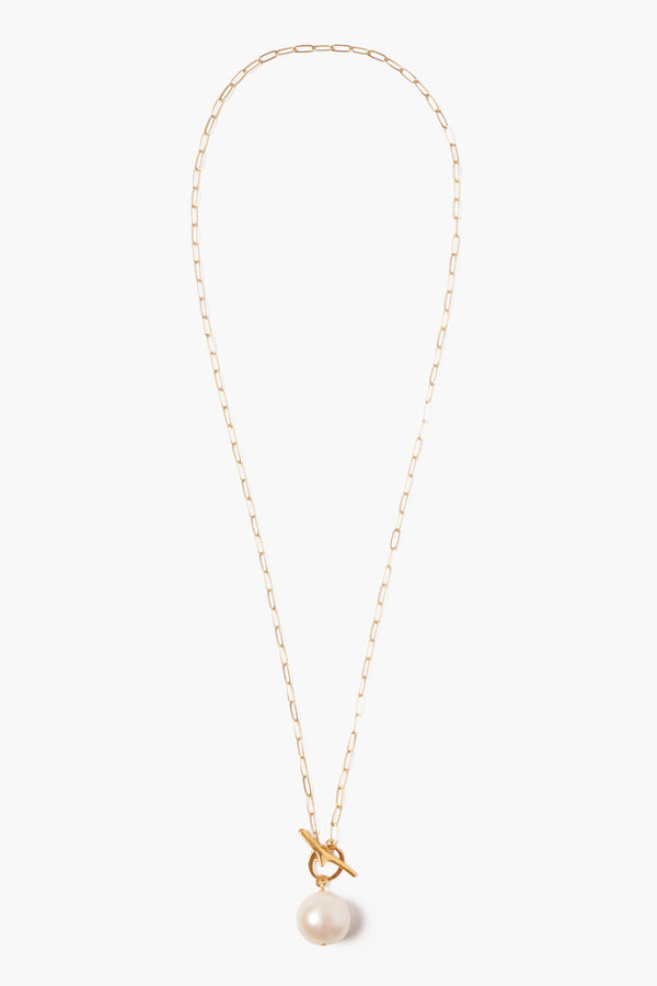 Chan Luu White Freshwater Pearl Toggle Necklace