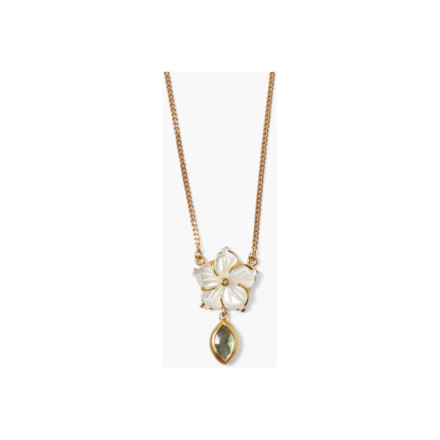 Chan Luu Plumeria Drop Necklace Labradorite Mix